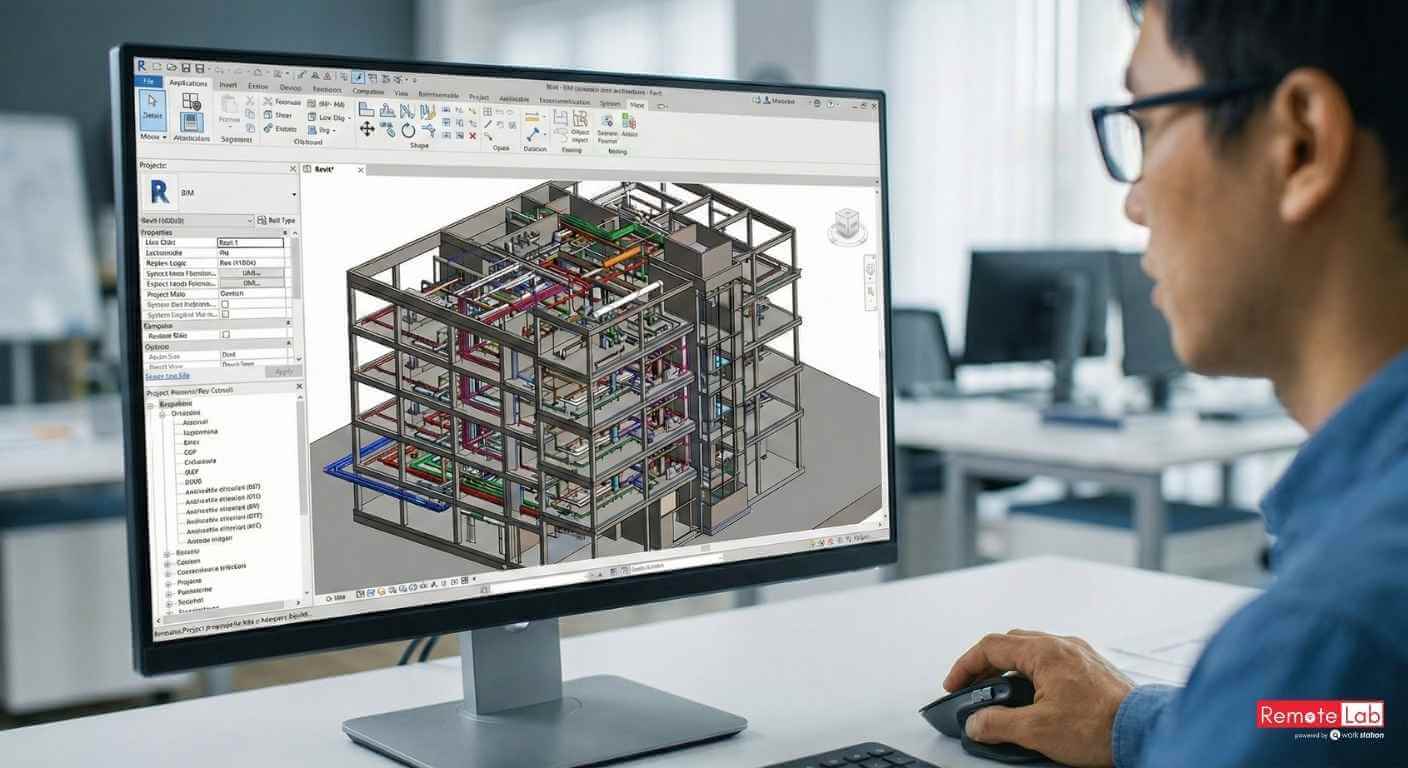 Revit BIMモデリング・3Dモデル作成画面