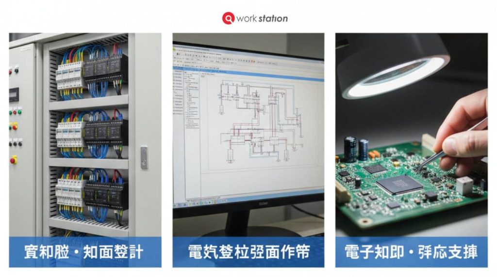 制御盤設計、電気設備図面、電子回路評価など対応業務領域の例