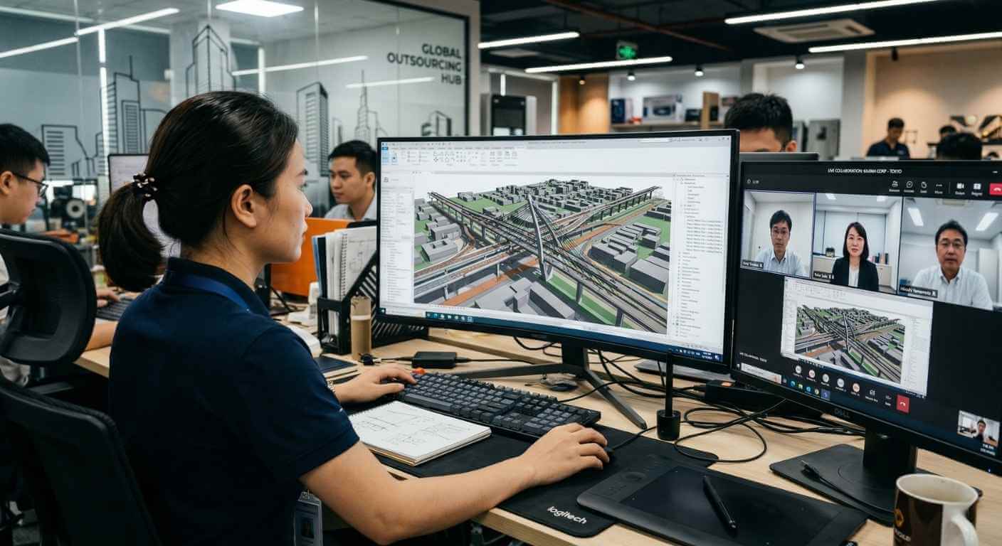 日本の建設プロジェクトにおけるCivil 3D設計の外注とグローバルな技術提携