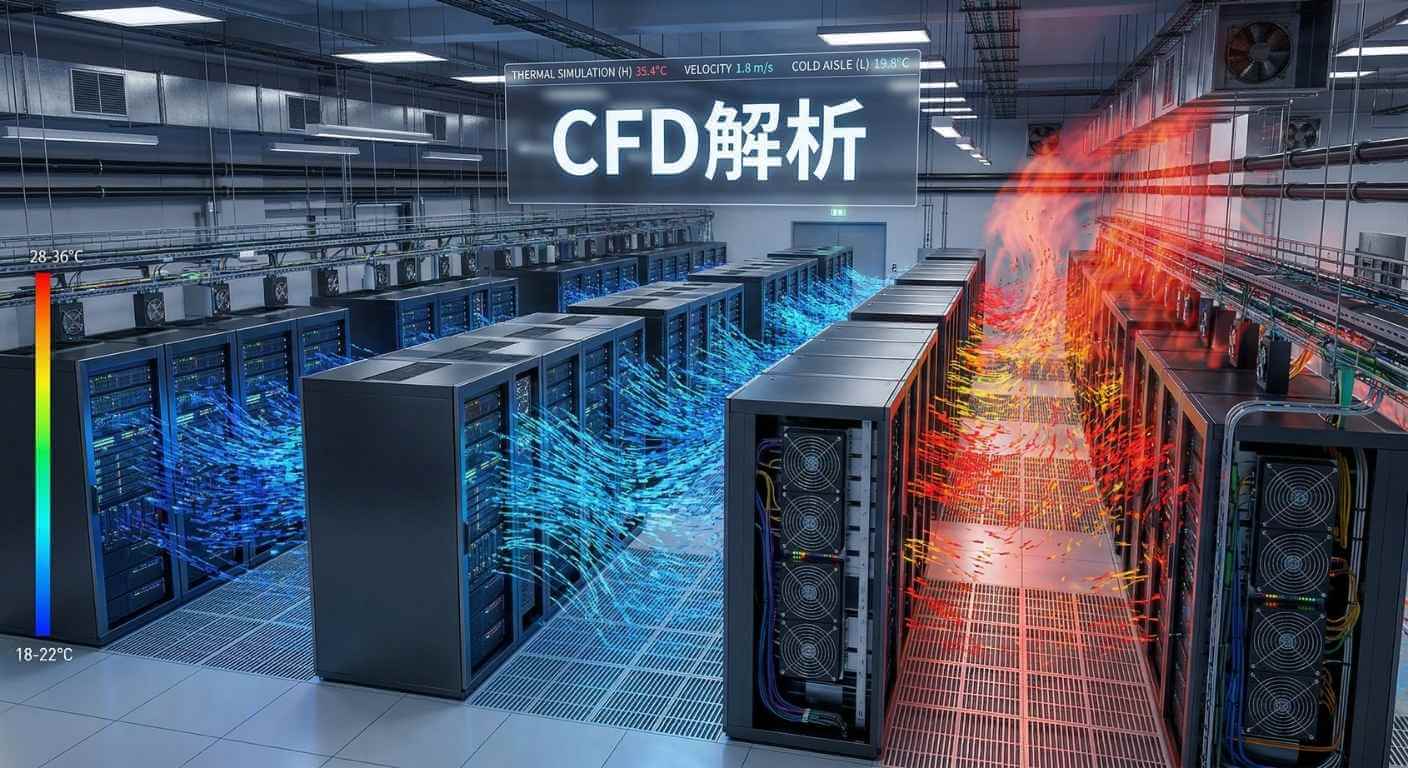 データセンターの冷却システム最適化のためのCFD熱流体シミュレーション