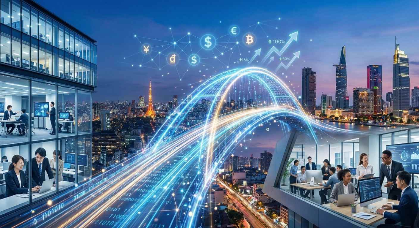 ベトナムなどのオフショア拠点を活用したラボ型開発によるコスト削減とROI向上のイメージ