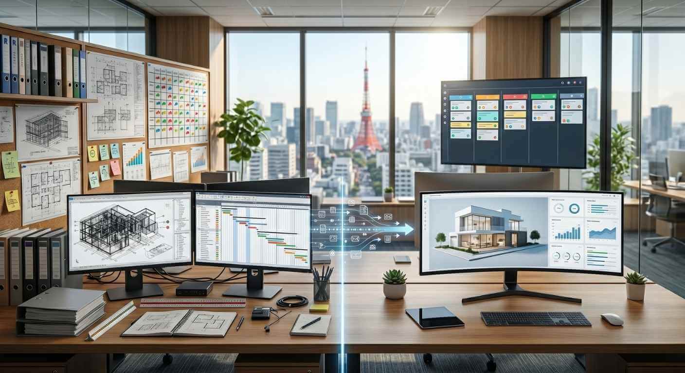 日本とベトナムのBIM外注コスト構造の比較イメージ